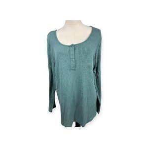 Torrid sage green Ribbed Long Sleeve Henley Top